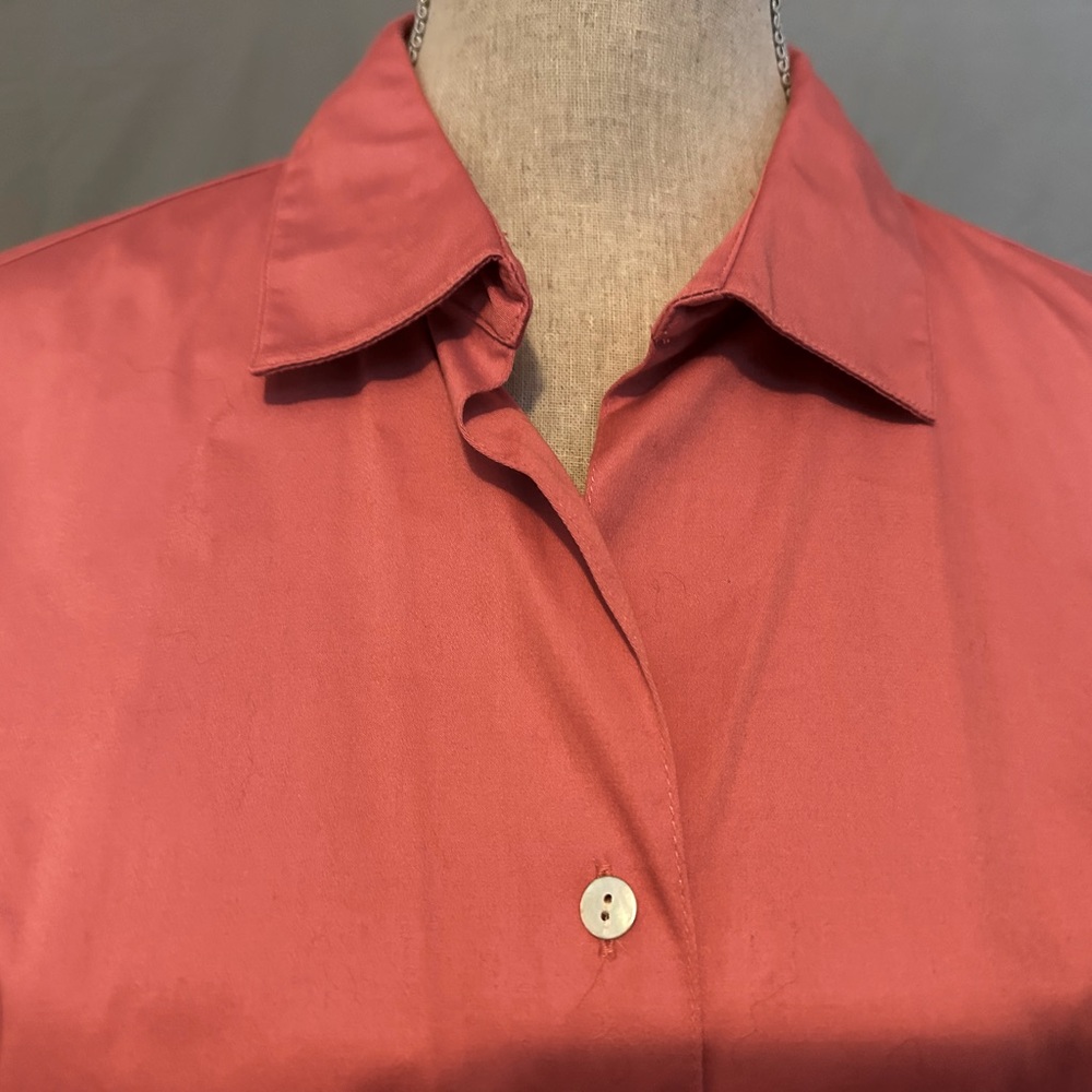 EUC Chico’s additions rust color fitted blouse size one.